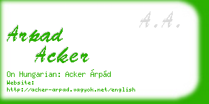 arpad acker business card